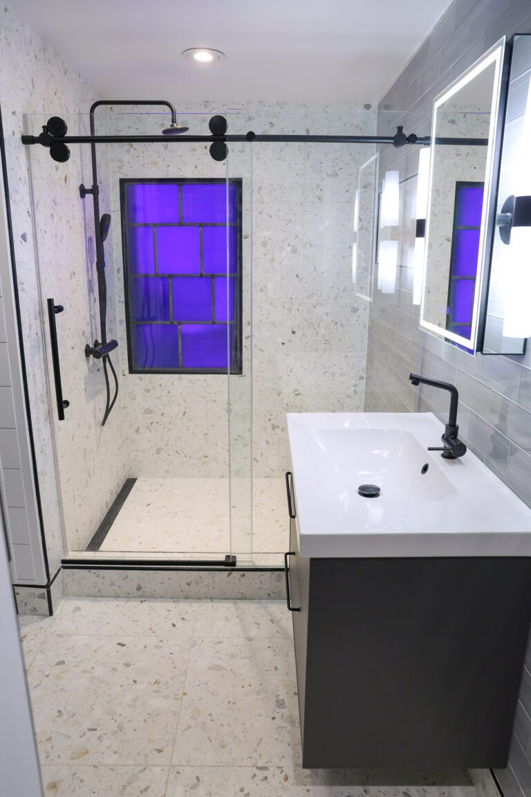 Residential Construction company bathroom remodel.